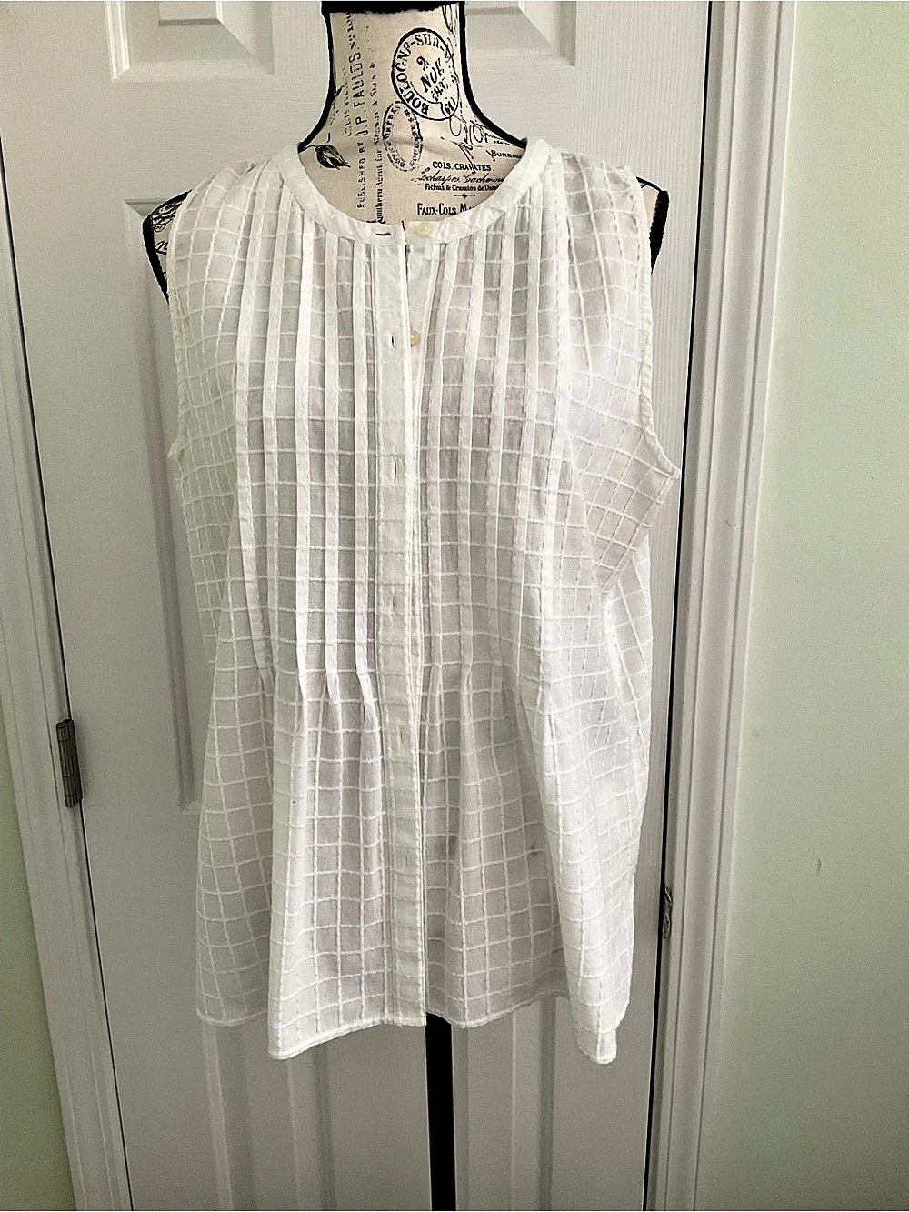LOFT Checkered Cotton Blouse